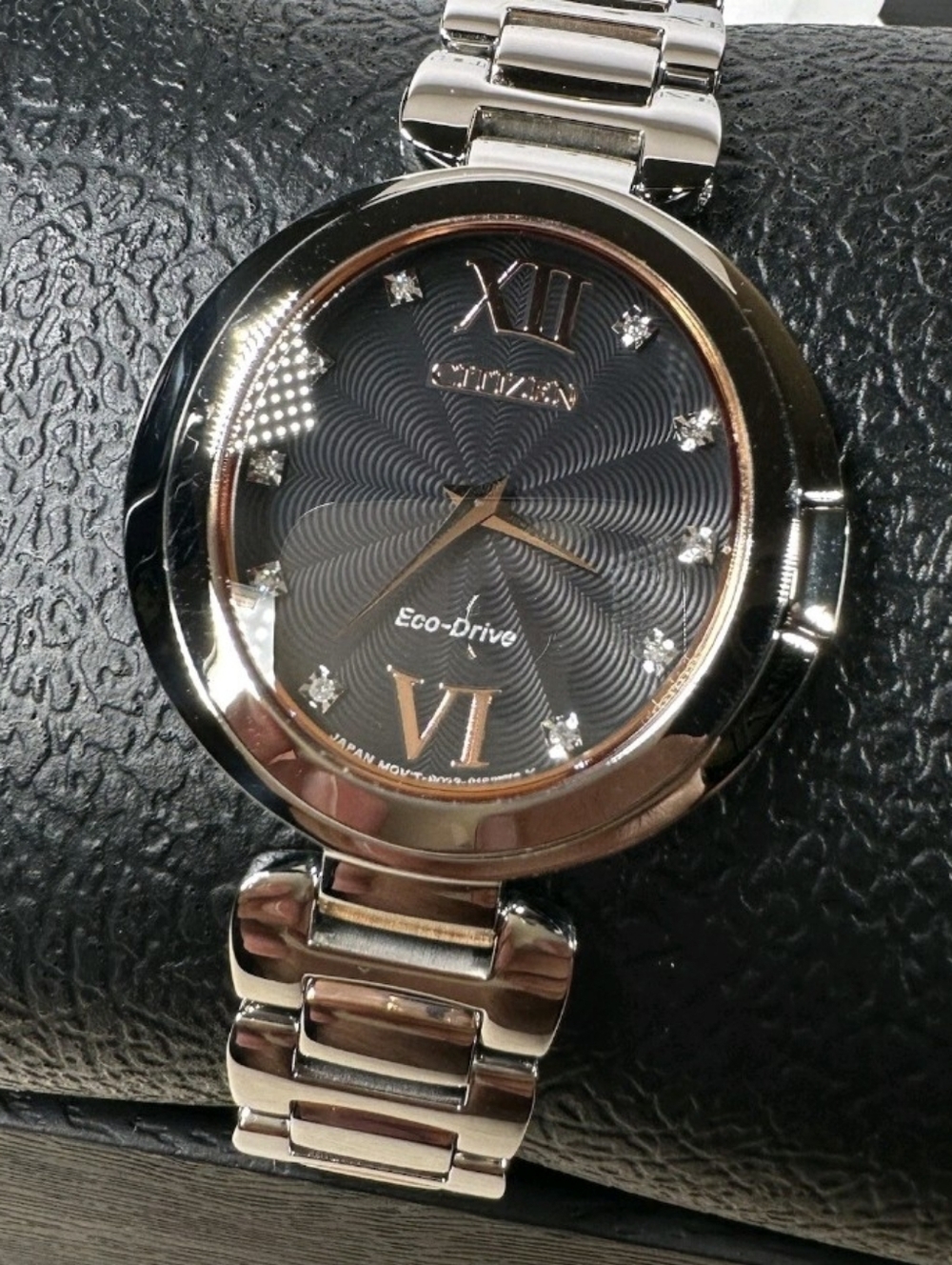 DIAMOND Accent Ctizen Capella Diamond Black Dial Ladies  Watch EX1516-52E-